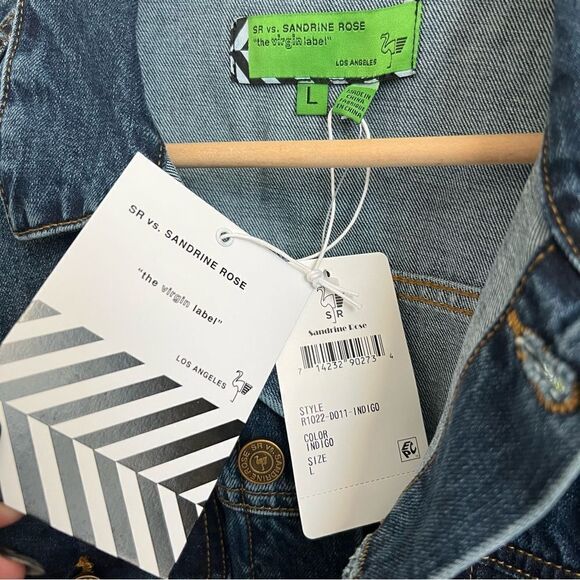 FREE PEOPLE x SANDRINE ROSE Women’s Tres Cool Oversized Denim Jacket Size Large - Picture 9 of 10